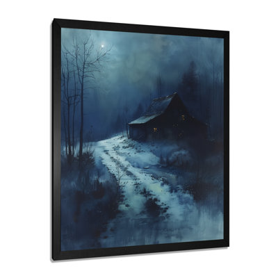  «Blue Mystic Winter Barn In The Dark I - Décoration murale grange
