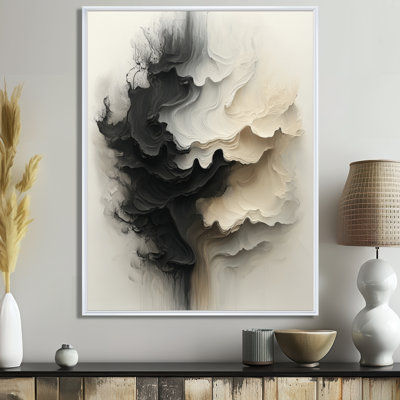Oldsmar Black White Unbound Horizons Drip Painting III - Drip Painting Framed Canvas Print