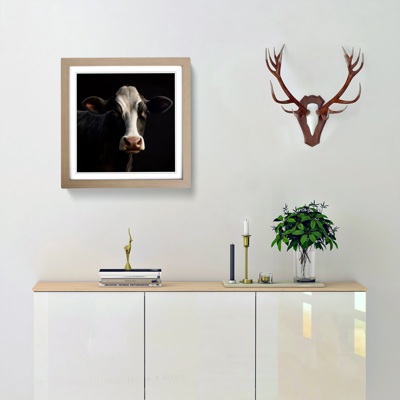 Cow Realism No.1 - Framed Print, Oak