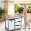 Modern Wooden Baby Changing Table with 3 Drawers, Laundry Hamper, Storage Shelf, and Safety Rails – Nursery Dresser and Infant Diaper Changing Station with Changing Pad.