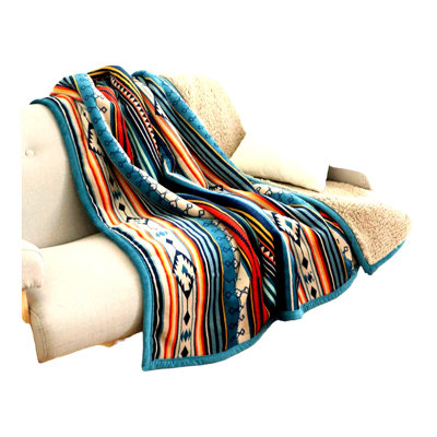 Boho Bliss Sherpa Throw - Cozy Plush Flannel Blanket for Bed, Couch, Sofa, Office, or Camping