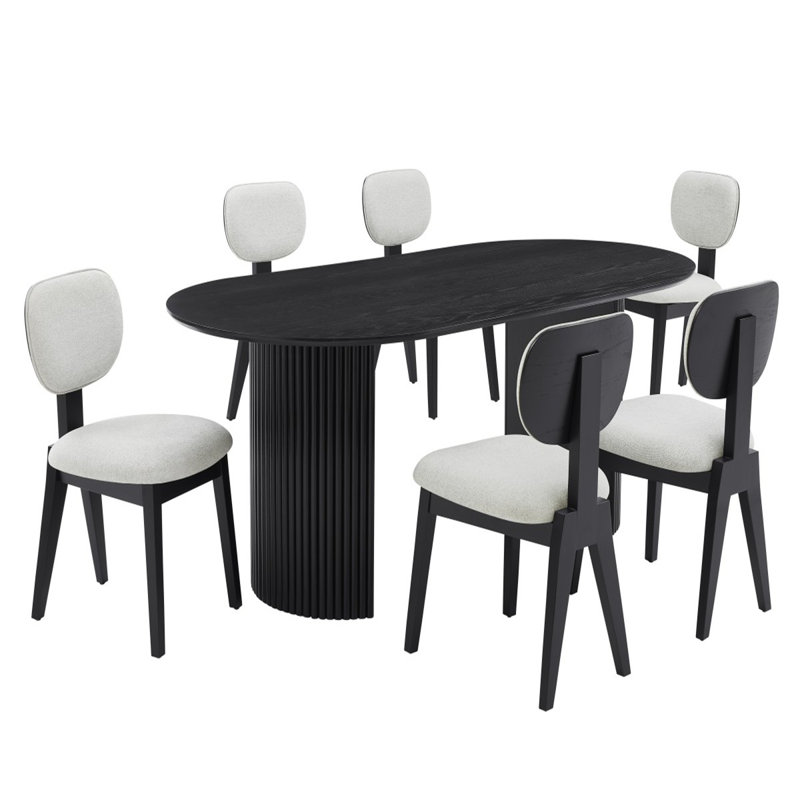 Ensemble de salle à manger 7 pièces - Noir