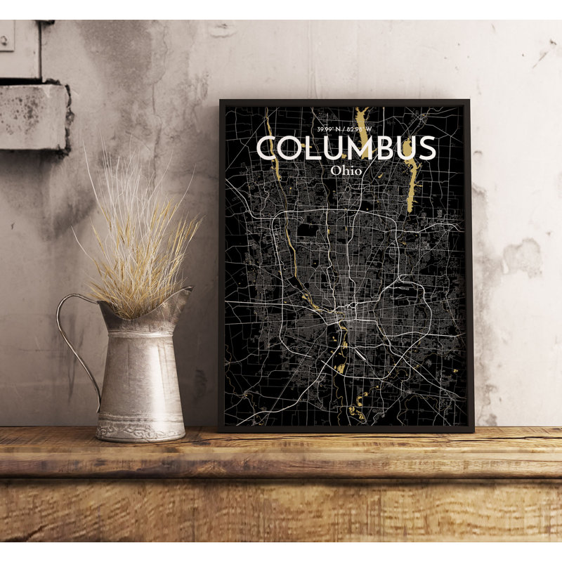 Columbus City Map - No Frame Print, 43.2cm H x 27.9cm W x 0.13cm D