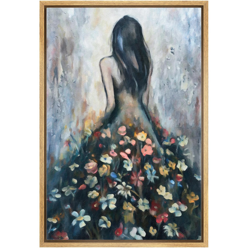 "Femme abstraite avec jupe de fleur, silhouette féminine artistique moderne et fantaisiste" sur, Naturel, H 36 po x l 24 po