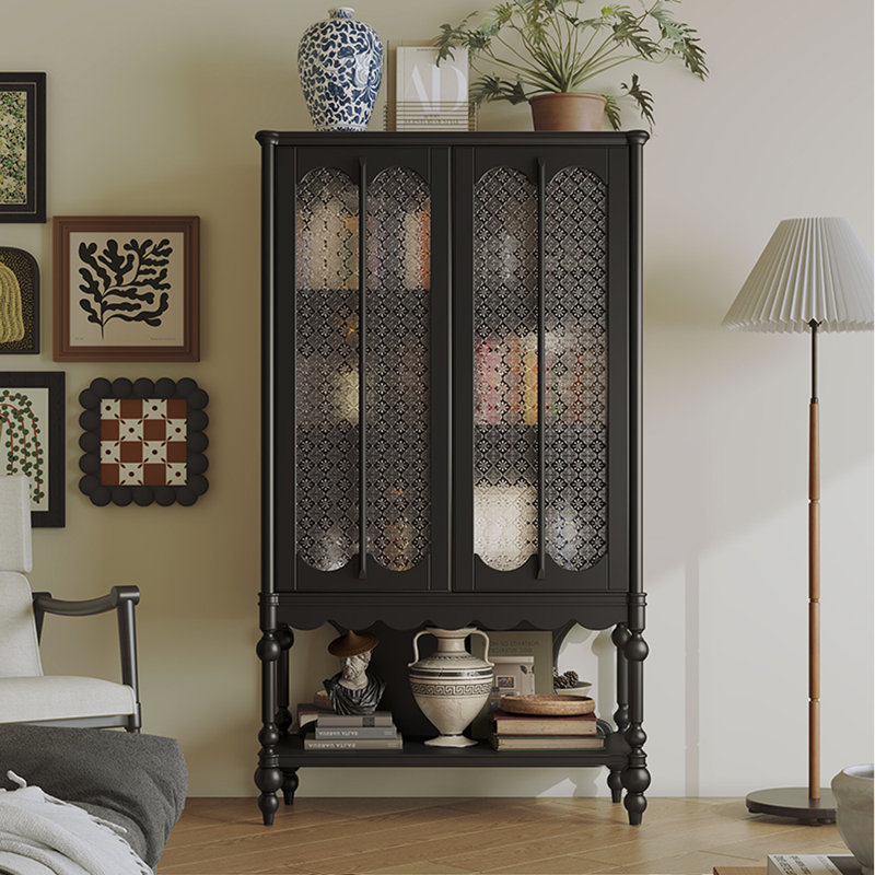 Bibliothèque française de style rétro, (4 tablettes) H 62,2 po x l 34,65 po x P 15,75 po, Noir, noir, noir, noir
