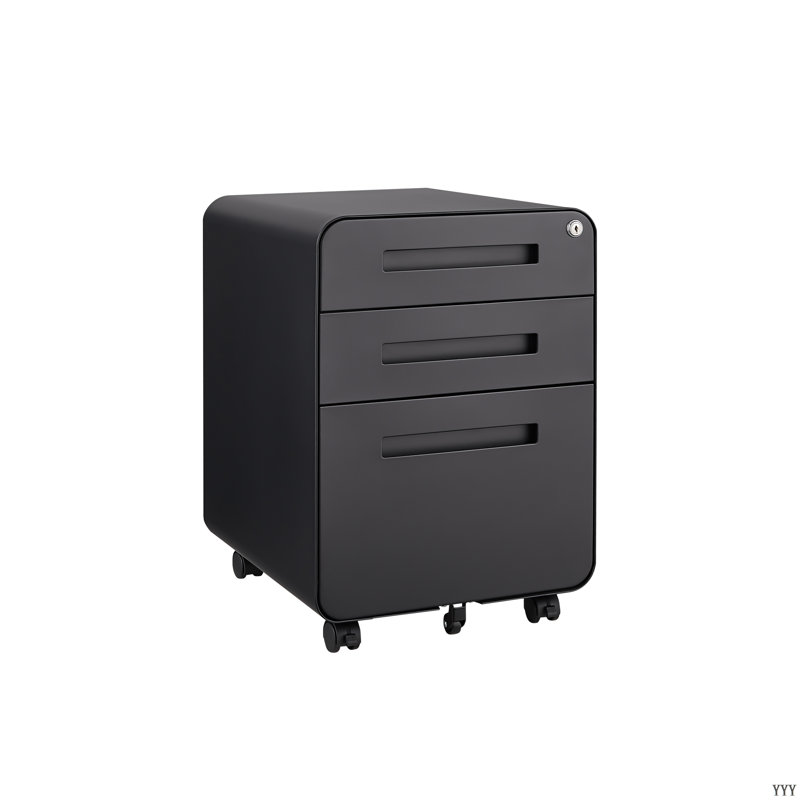 3 Drawer Mobile File Cabinet Under Desk Office,Simple Style Versatile Storage Cabinet For Legal/Letter/A4 Files, 5 Wheel Design Anti-Tilting Cold Rolled Steel Waterproof Moisture-Proof