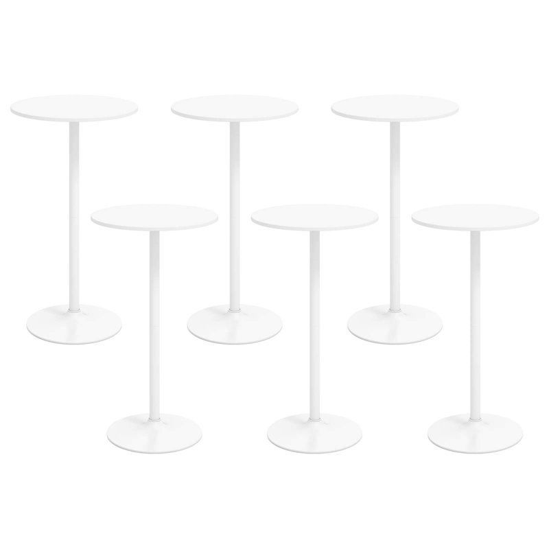 Ensemble de 6 tables de bar rondes à hauteur réglable et base en métal