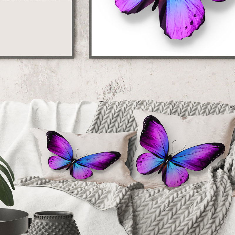 Coussin violet et bleu - imprimé moderne, 16" x 16"