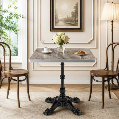 Square Sintered Stone Tulip Table with Cast Iron Base