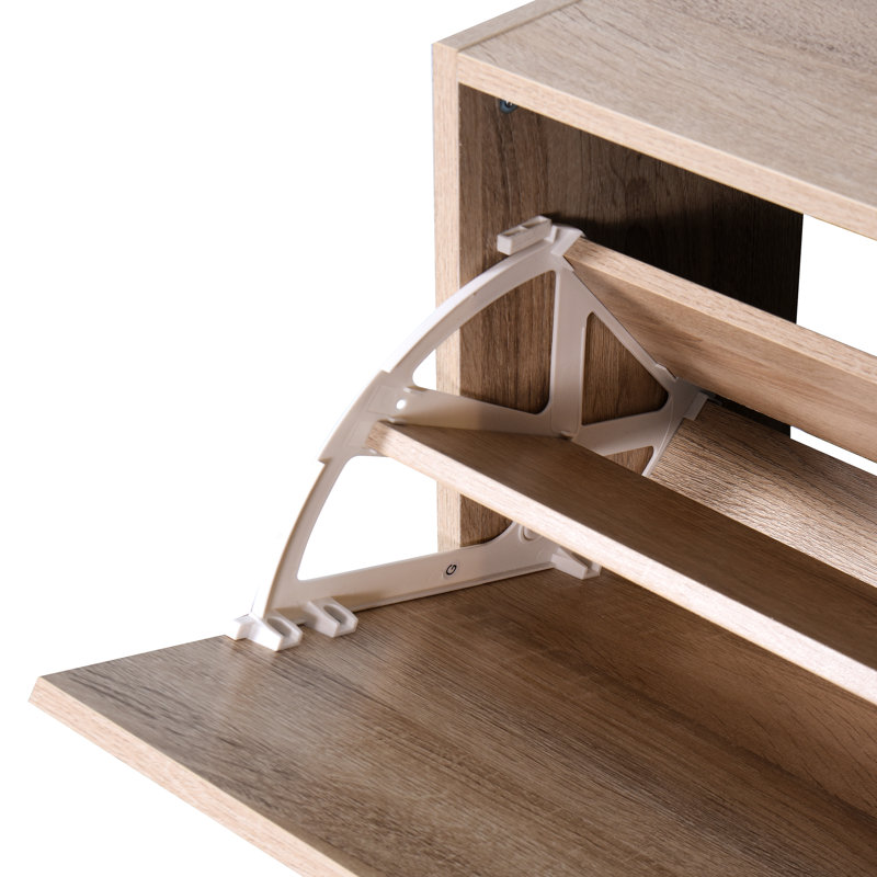 Porte-chaussures grande capacité à 2 portes rabattables, panneau de particules créé, assez d'espace pour les chaussures et les nécessités quotidiennes, revêtement, processus d'assemblage simple, armoire de rangement élégante et différente