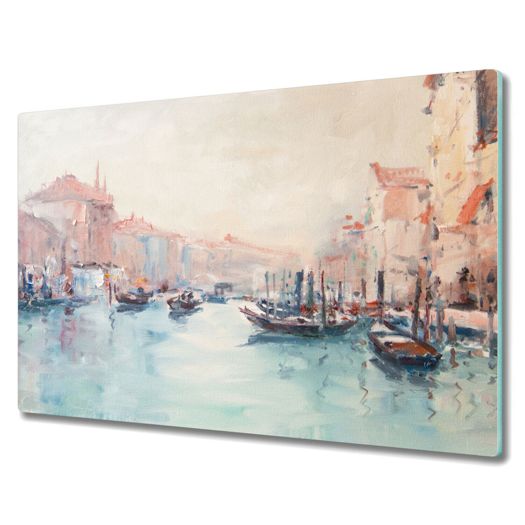 Raritan Tempered Glass Marina City River Boats Chopping Board