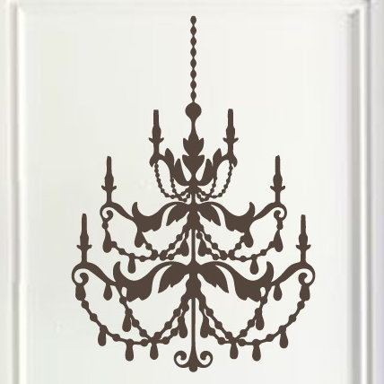 Décalcomanie murale lustre française, Brun, H 24 po x l 16 po x P 0,01 po