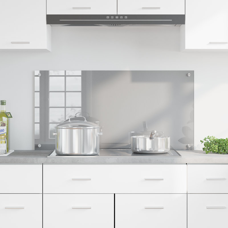 Kitchen Backsplash Tempered Glass, 50 x 100 cm, Light Grey