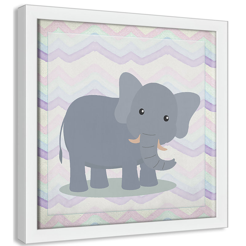 Art de l'éléphant rose, Encadré de boîte argent, H 12 po x l 12 po x P 1,18 po