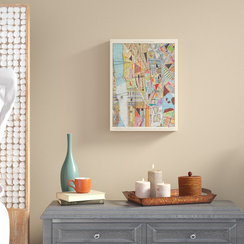« modern map of new york i », impression sur toile tendue, H 19 po x l 14 po x P 2 po