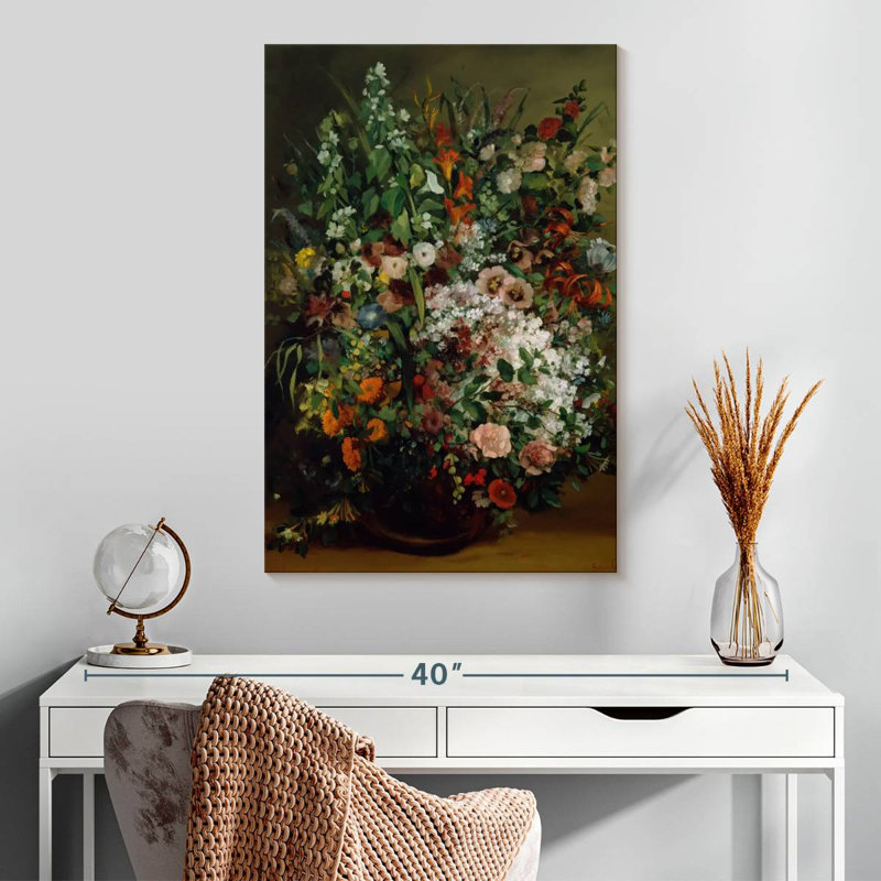 Harnek bouquet de fleurs dans un vase 1862 II, H 30 po x l 20 po