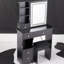 Petite table de coiffeuse avec tiroir de gauche, miroir tricolore à luminosité réglable, tabouret rembourré, convient aux espaces, design américain, noir