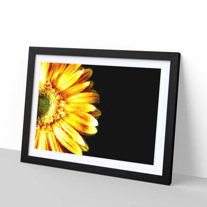 A Beautiful Yellow Flower - Single Picture Frame Painting on MDF, Black, 45cm H x 63cm W x 2cm D