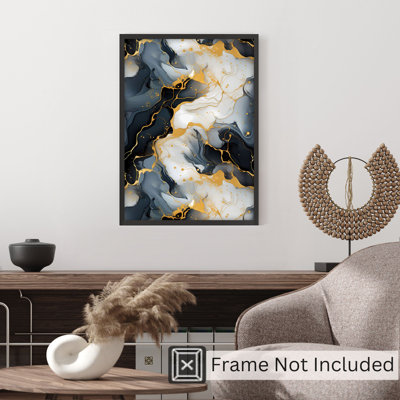 «Abstract Gold Brush Strokes IV», reproduction d'art moderne sans cadre
