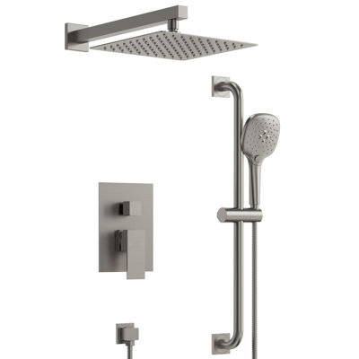 10" Pressure-Balanced Rain Shower System with 3-Function Handheld Shower and Adjustable Slide Bar