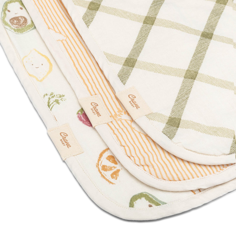 Clementine Fruits & Veggies Cotton Burp Cloth Set