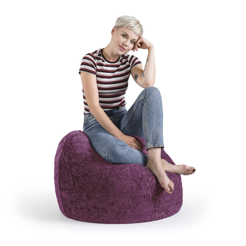 Fluffy Bean Bag Chair & Lounger, Purple Faux Fur Polyester