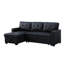 Canapé modulaire rembourré avec méridienne et canapé-lit, revêtement en similicuir noir, rangement