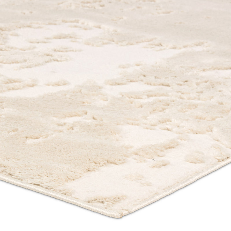 Jaida Abstract White Area Rug, Rectangle 8'10" x 12'