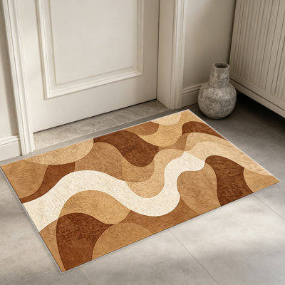 Warm Beige Wave Abstract carpet-easy to clean, machine-washable, soft and comfortable; suitable for door mats, kitchens, living rooms, bedrooms, corridors, and laundry areas. Easy to clean, durable carpet for home decoration.