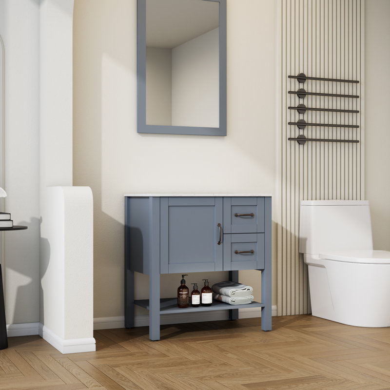 Mitlesh 30'' Single Bathroom Vanity with Engineered Marble Top