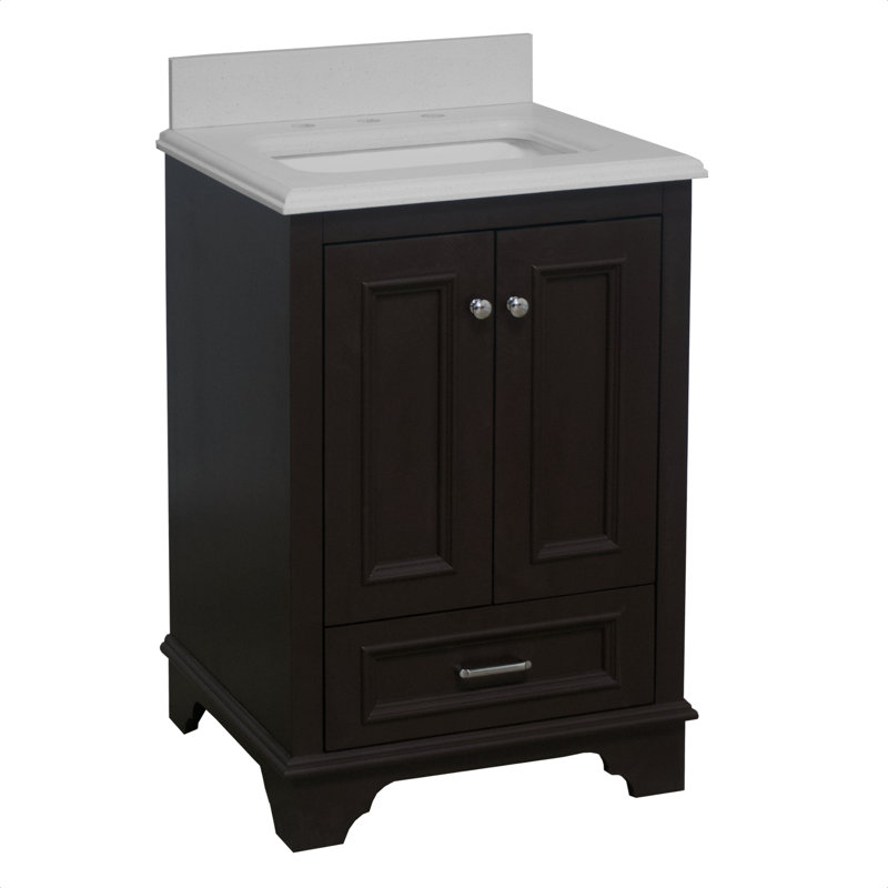 Loughlam 24'' Single Bathroom Vanity with Top, Chocolate, Quartz