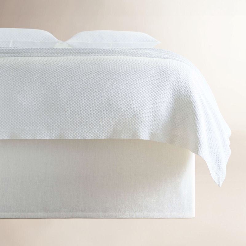 Stone Washed Linen Bed Skirt, Twin, White