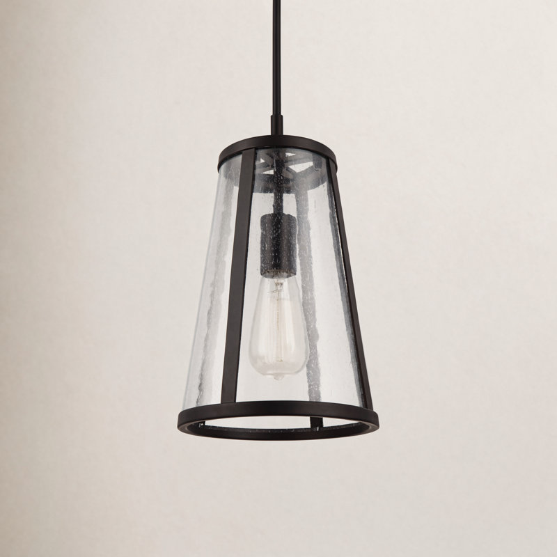 Luminaire suspendu conique à 1 lumière Merrin, H 17,38 po x l 16 po x p 16 po, Bronze frotté à l'huile
