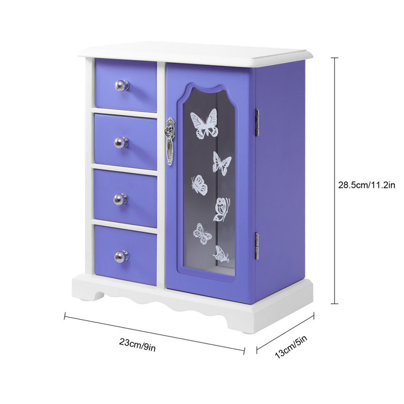 Jewellery Box with Mirror, Purple