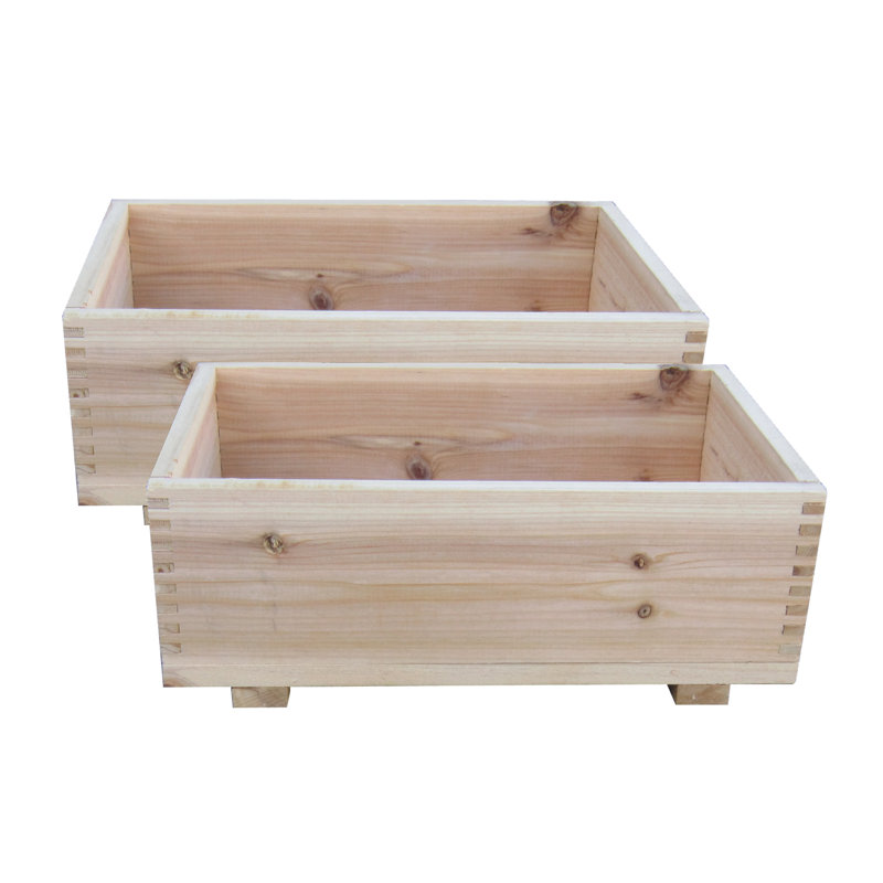 Timber Valley Brown Cedar Rectangle Planter for Indoor/Outdoor, 2pk.