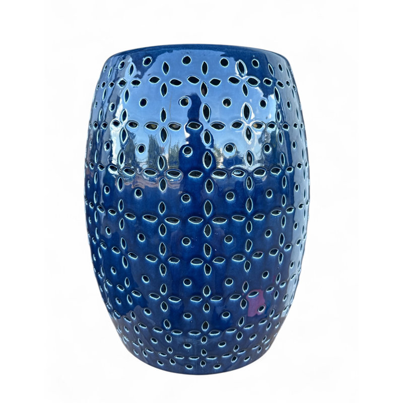Lovell Ceramic Accent Stool, Blue