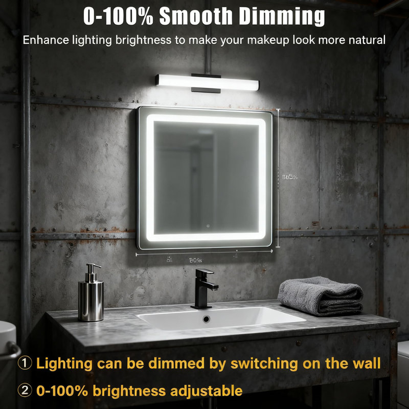 Éclairage de meuble-lavabo à intensité variable 24 po, paquet de 2, luminaire certifié ETL de 25 W, 2 200 LM, finition noir mat, lumière blanche naturelle 4 000 K pour l'éclairage de miroir