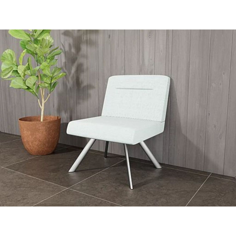 Fauteuil bistro avec accoudoirs Willow, Argent argent, Chambray écume de mer