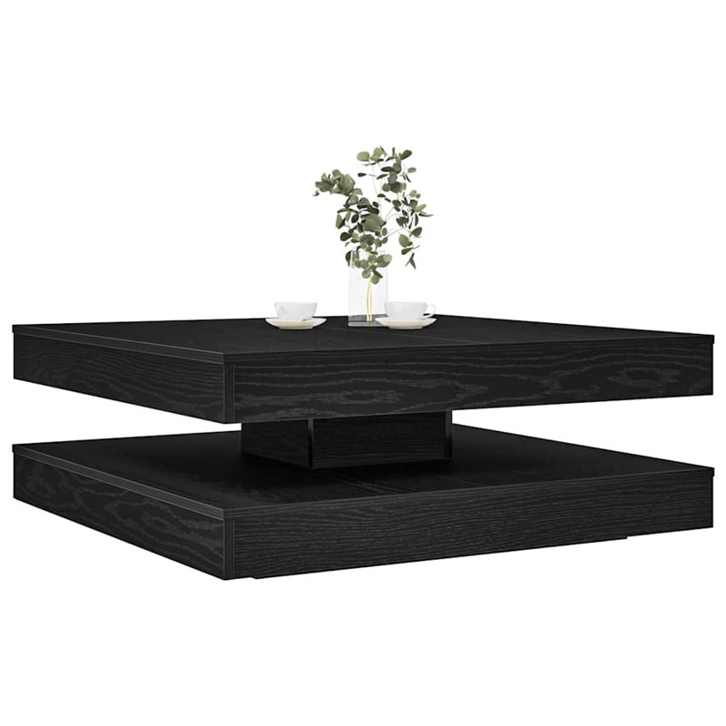 Coffee Table 360-Degree Rotatable 90X90x34.5 Cm, Black Oak