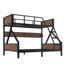 Lit superposé simple au-dessus de grand lit simple avec tablettes de rangement et lumières, lit superposé en métal pour adultes et adolescents, silencieux, cadre peu encombrant, sans sommier, noir