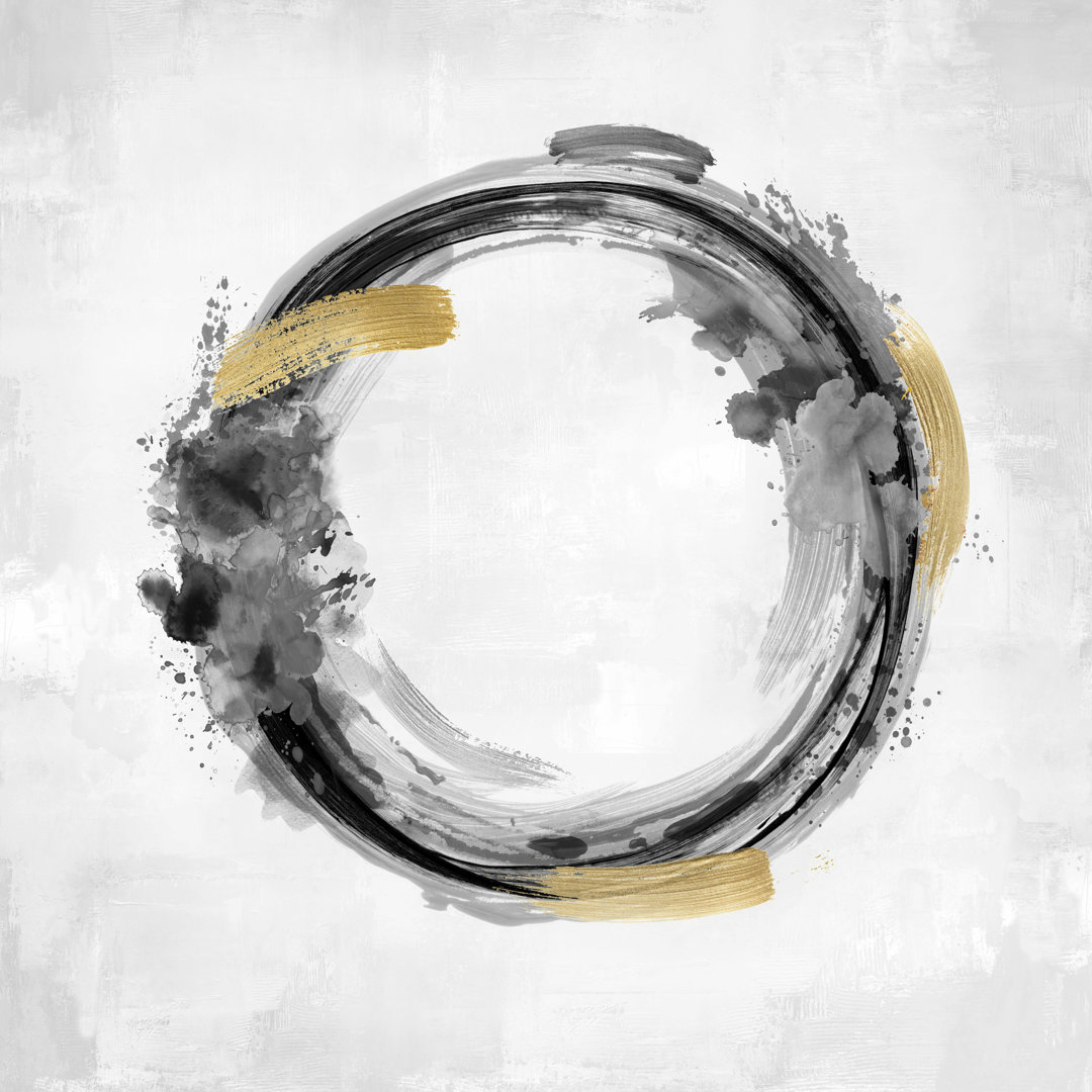 " Black And Gold Circle Abstract 2 " by Natalie Harris Painting Print Willa Arlo™ Interiors