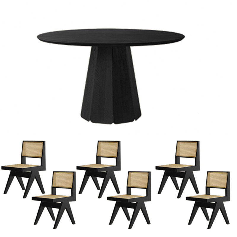 Carbonized ash dining table set