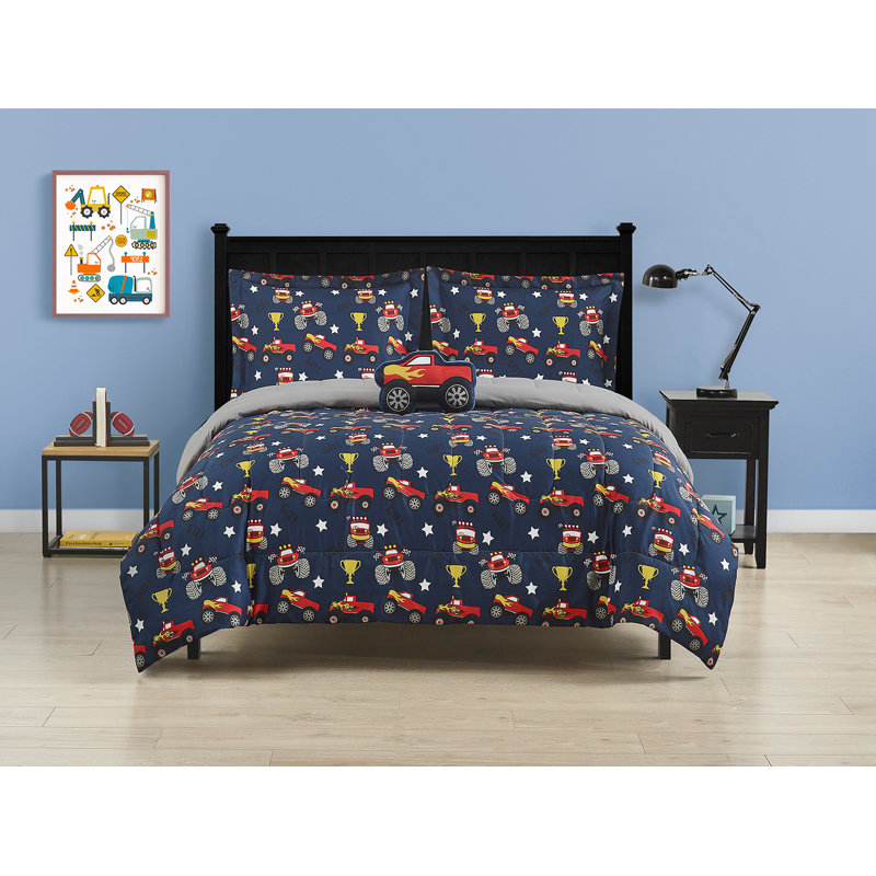Ensemble d'édredon en microfibre bleu marine ALEX + BELLA, Édredon double, 2 taies décoratives et 1 coussin