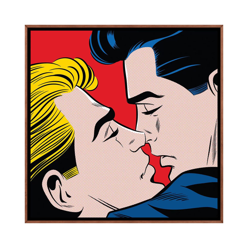 Kiss by Joseph McDermott - Print on Canvas, Classic Brown Wood Framed, 93.98 cm H x 93.98 cm W