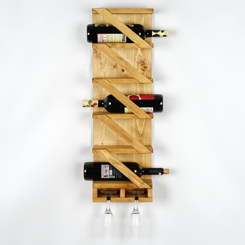 Support à vin mural en bois, Chêne clair
