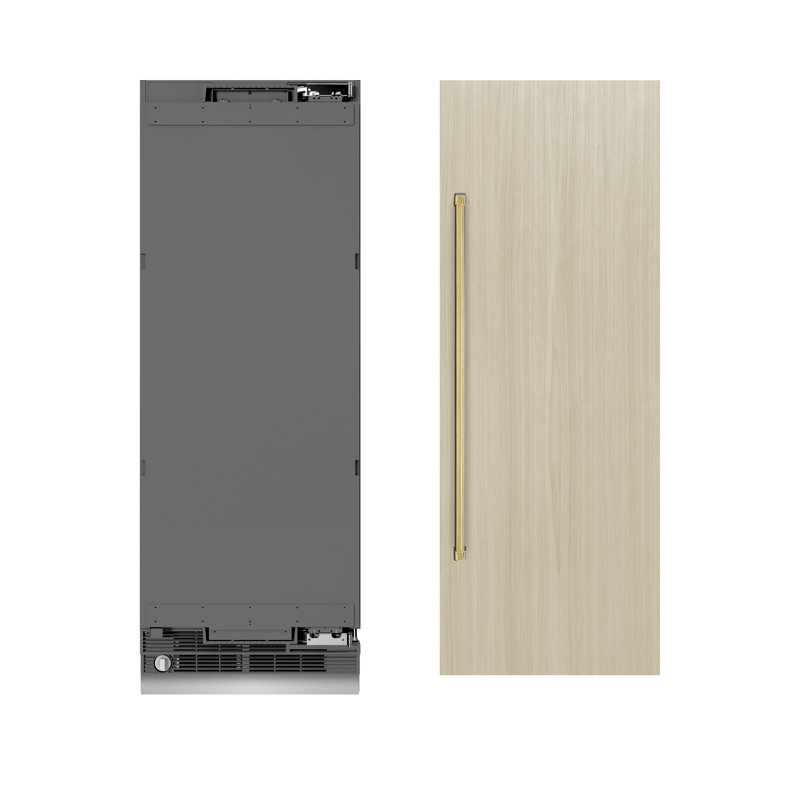 ZLINE Autograph 30 in. Panel Ready Column Refrigerator with Gray Interior, Polished Gold