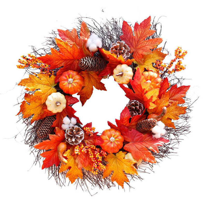 Faux Lighted Pine Polyester 55cm Wreath