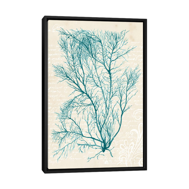 « bleu algues ii », impression sur toile, H 26 po x l 18 po x P 1,5 po, Toile avec cadre flottant noir, Pas de tapis