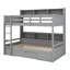 Structure de lit en bois massif pour la chambre à coucher, avec tablettes intégrées à côté du lit supérieur et inférieur et du tiroir de rangement-213108122