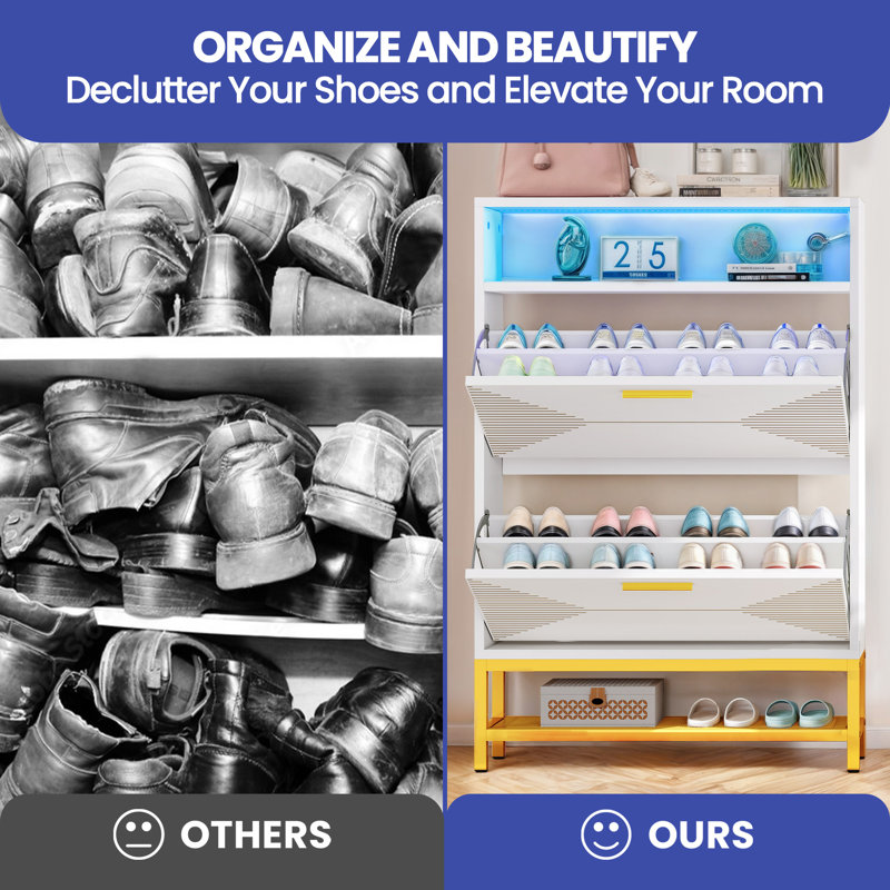16 Pair Stackable Shoe Storage Cabinet